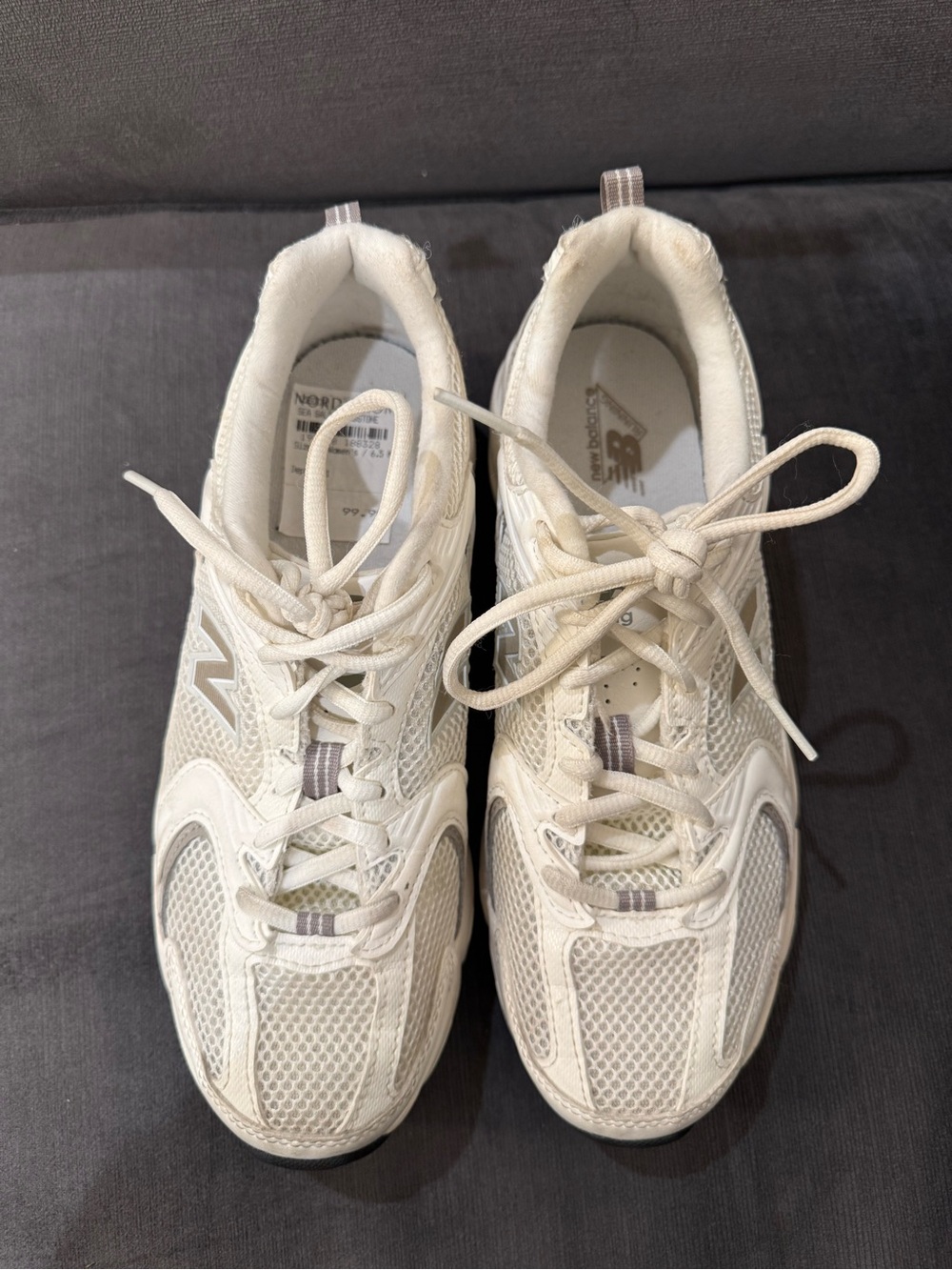 New Balance Women's Cream and White Athletic Sneakers